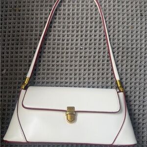 Elegant White and Red Women's Handbag